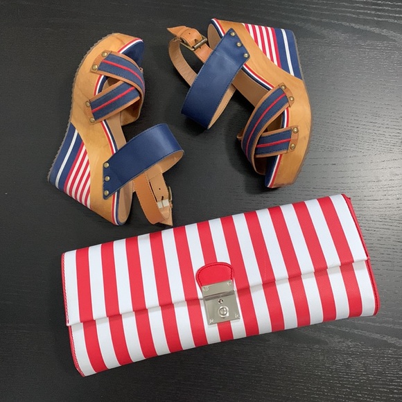 Browns red and white striped clutch - Picture 10 of 11